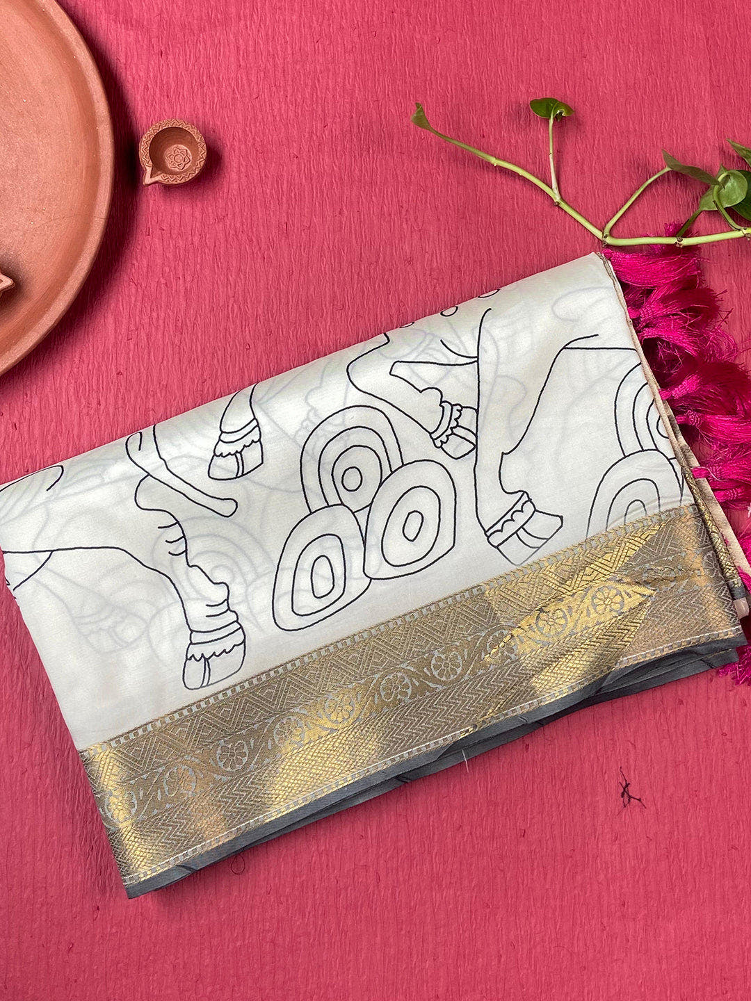 Stunning Kalamkari and Block Print Work Saree