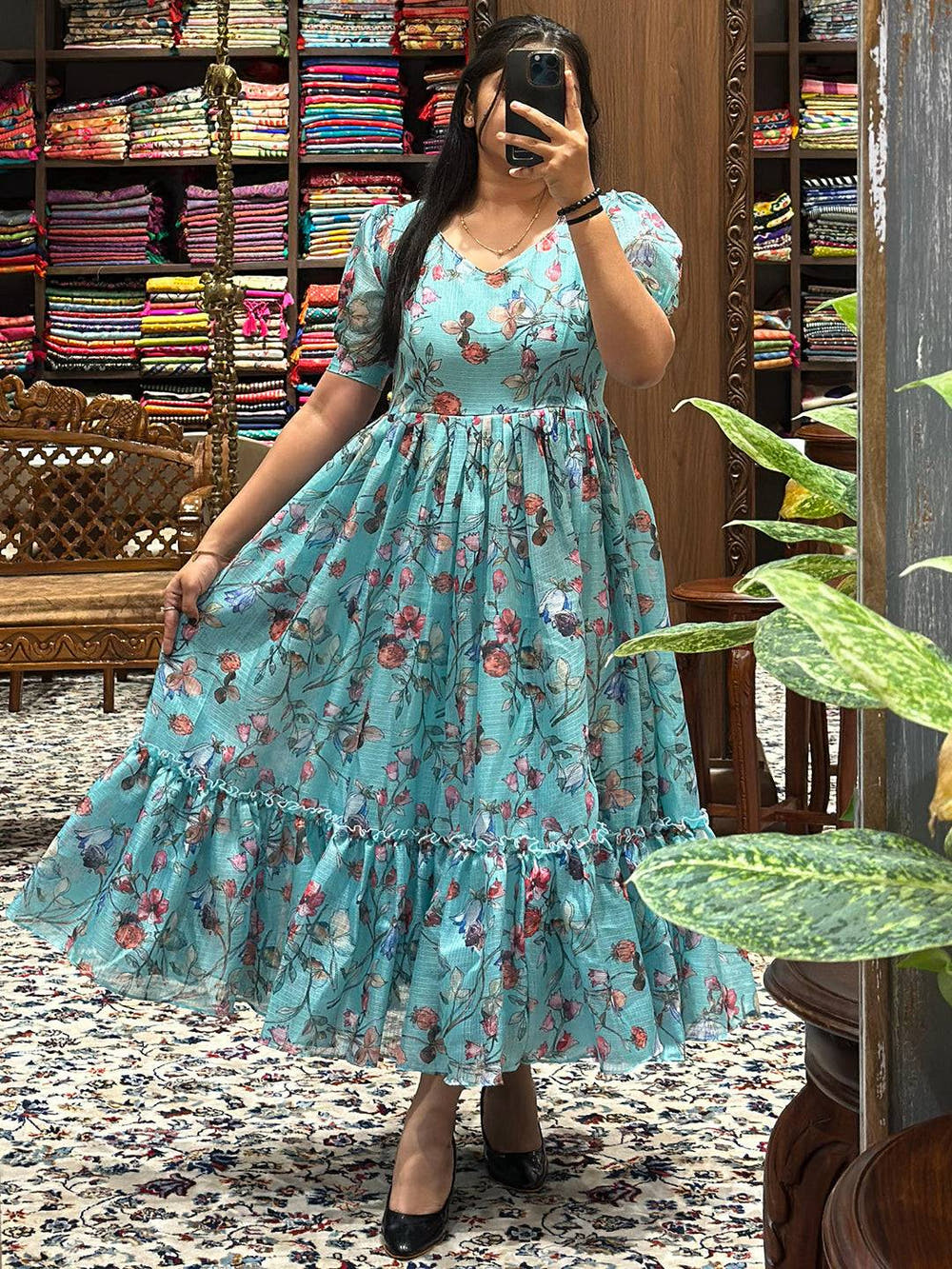 Powder Blue Floral Print Dress