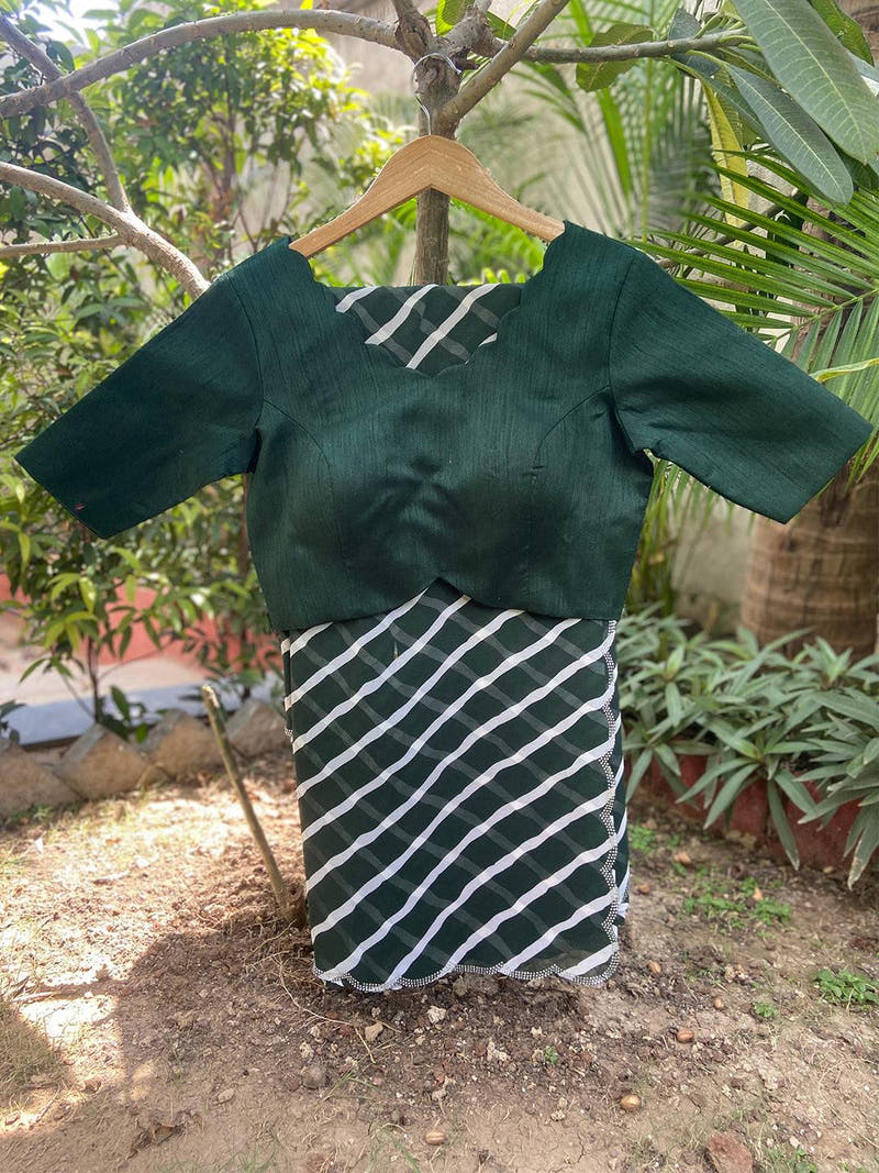 Green Georgette Leheriya Print Stone Work Saree