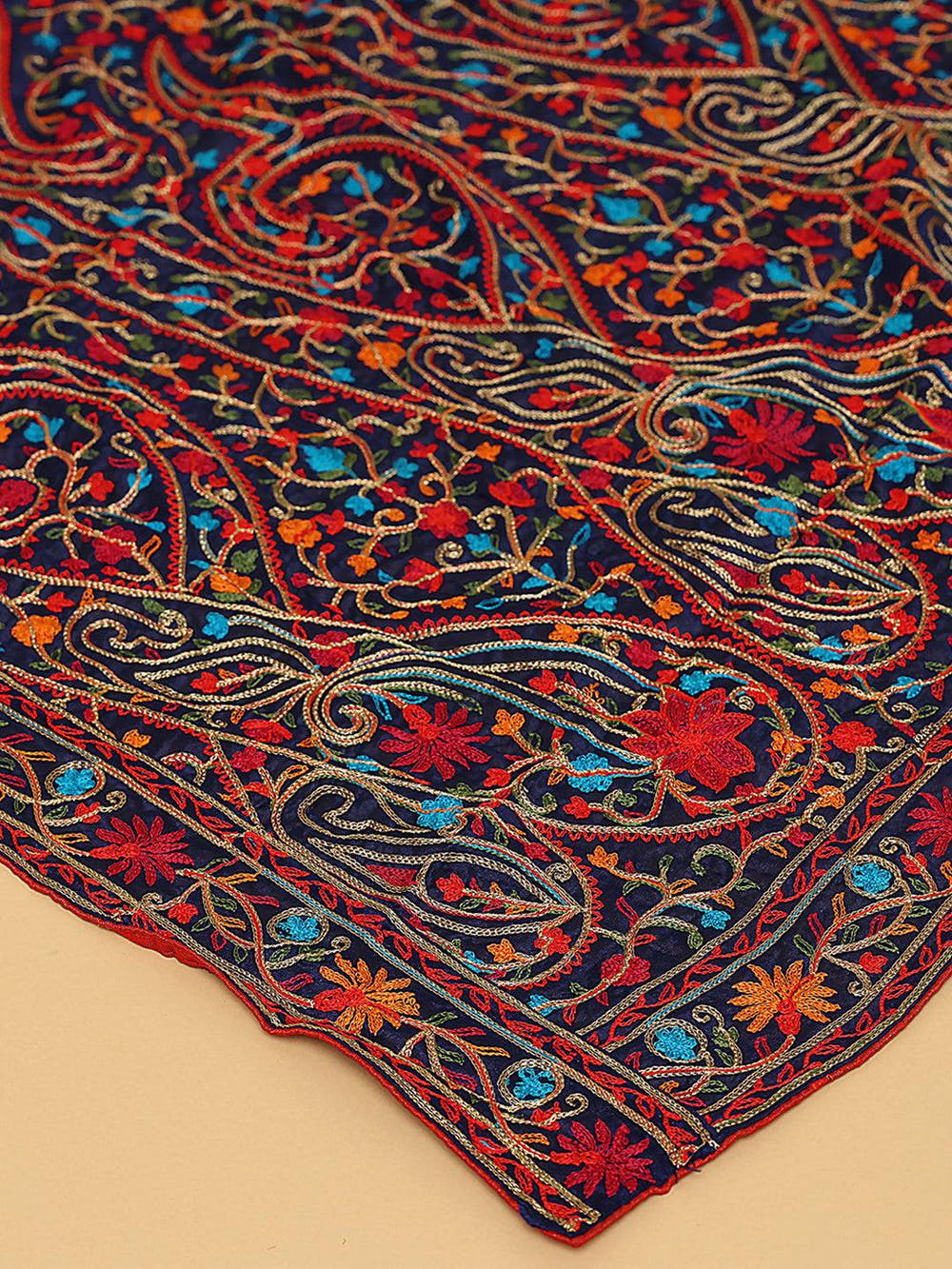 Navy Vivid Multicolour Pashmina Dupatta