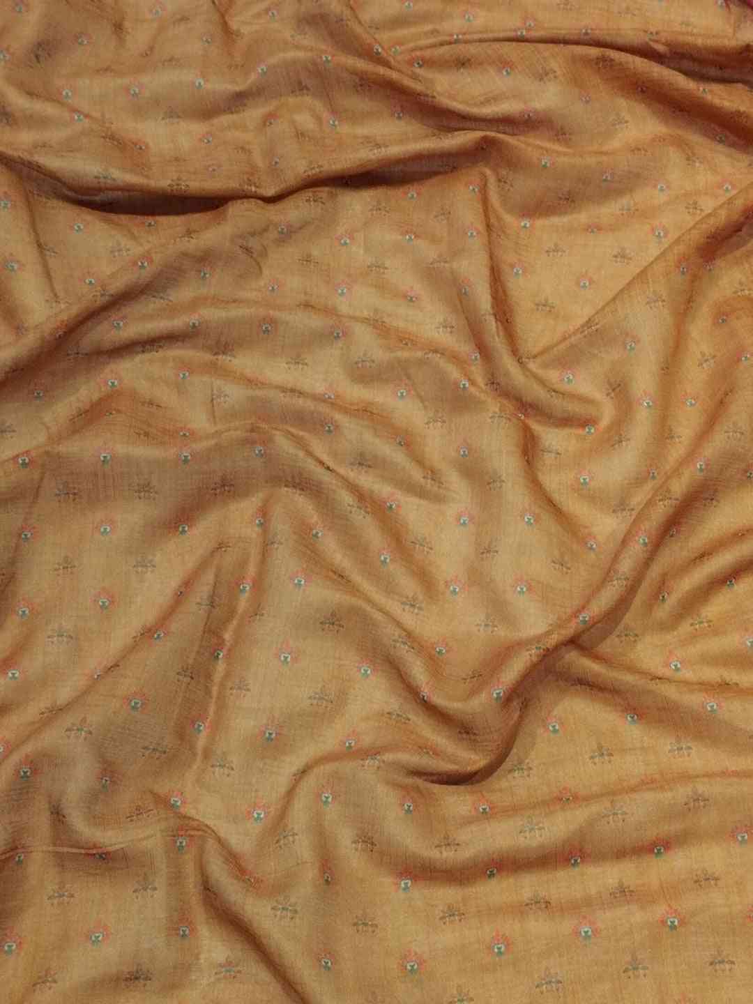 Rani Colour Ikkat Print Saree With kalamkari Block Print Design