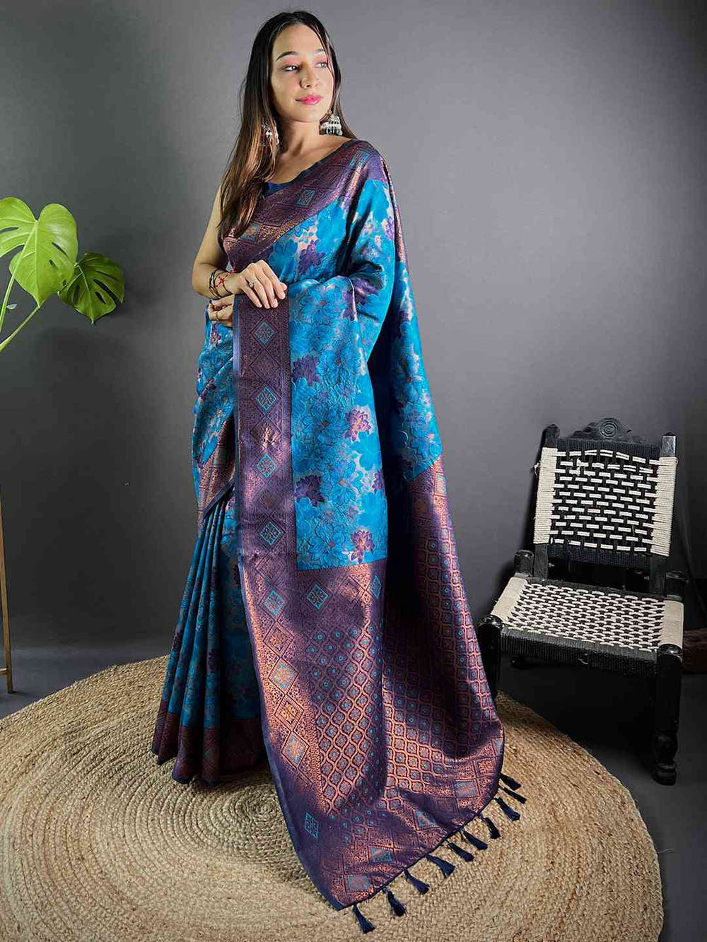 Royal Blue Soft Silk Butta Weaving Saree