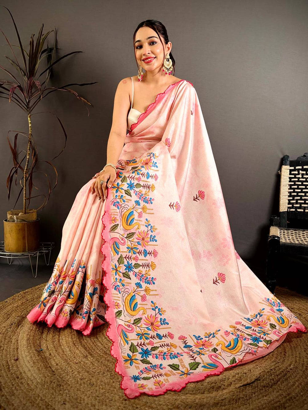 Soft Tussar Duck Kalamkari Print Saree