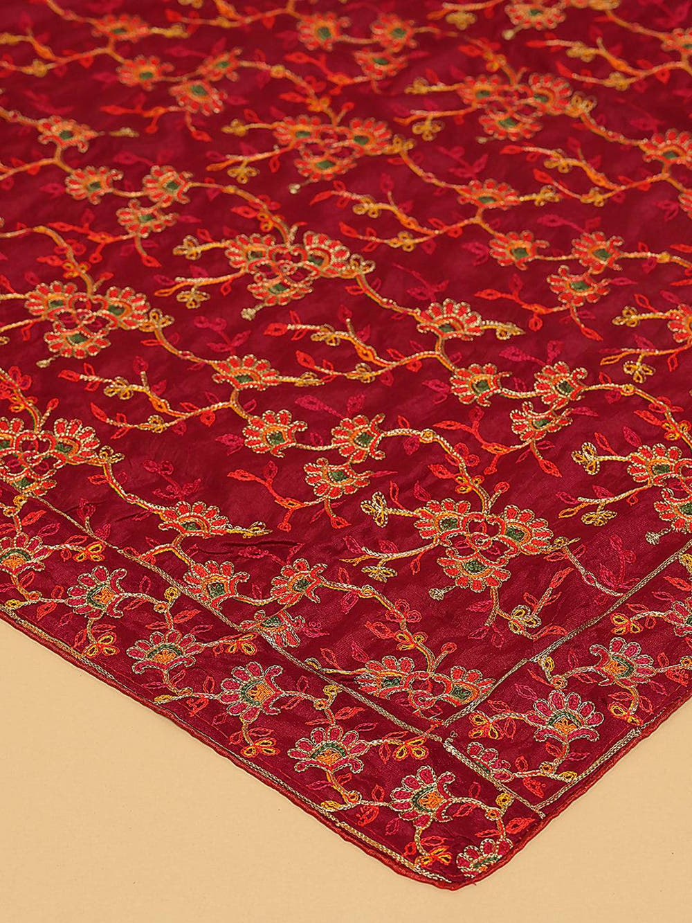 Wine Deep Floral Spray Pashmina Dupatta