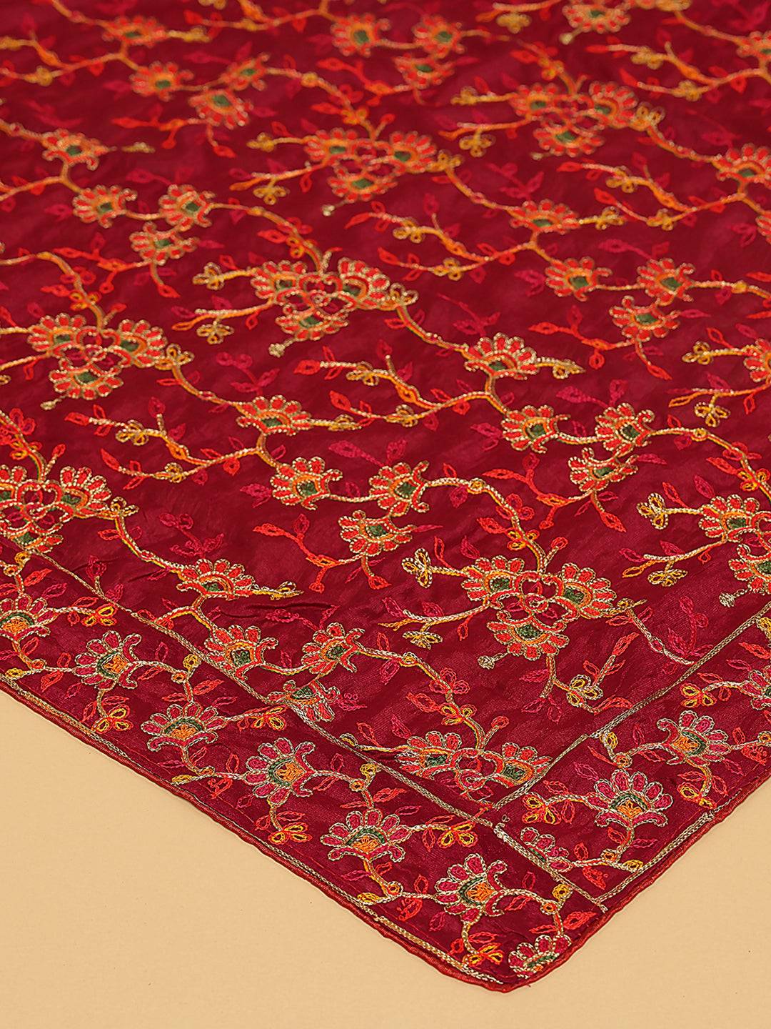 Wine Deep Floral Spray Pashmina Dupatta