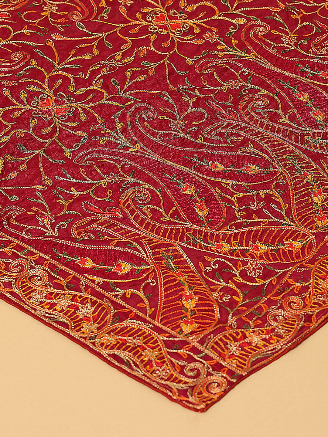Wine Dense Paisley Pashmina Dupatta