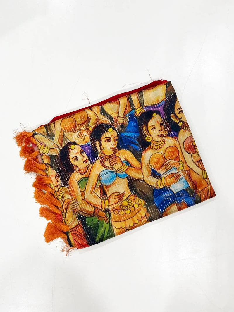 Kerala Mural Art Kalamkari Banarasi Saree