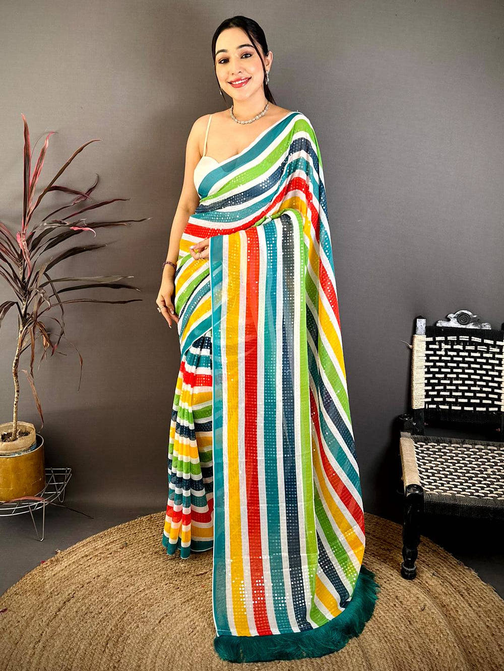 Regal Glitter Sequin Soft Georgette Saree