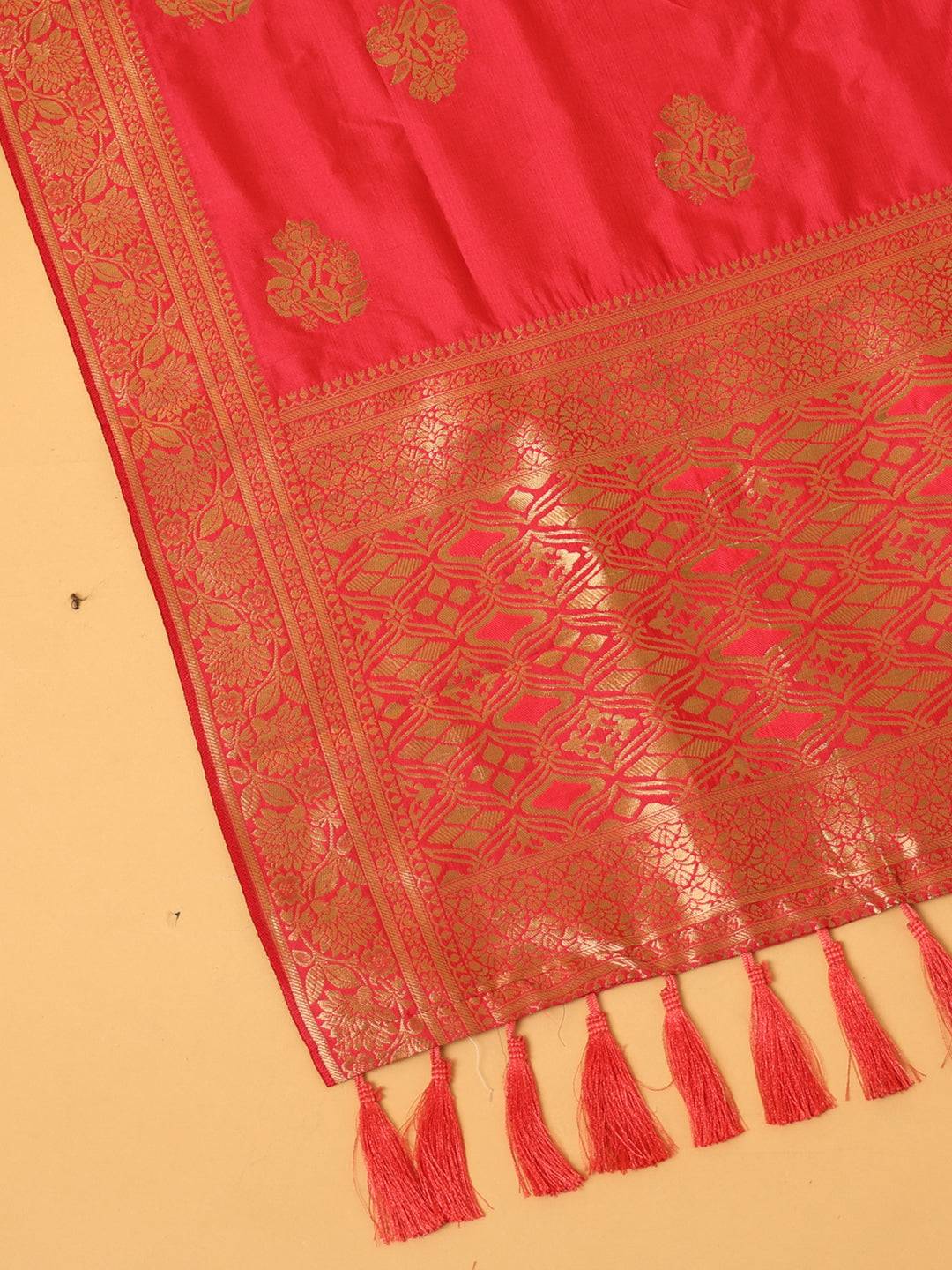 Pink Silk Blend Woven Design Dupatta