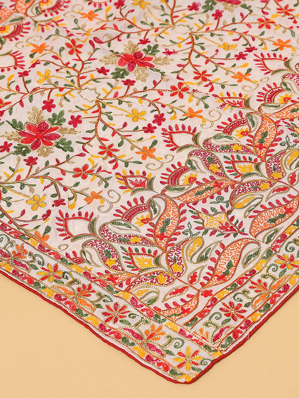 Ivory Multicolour Floral Pashmina Dupatta