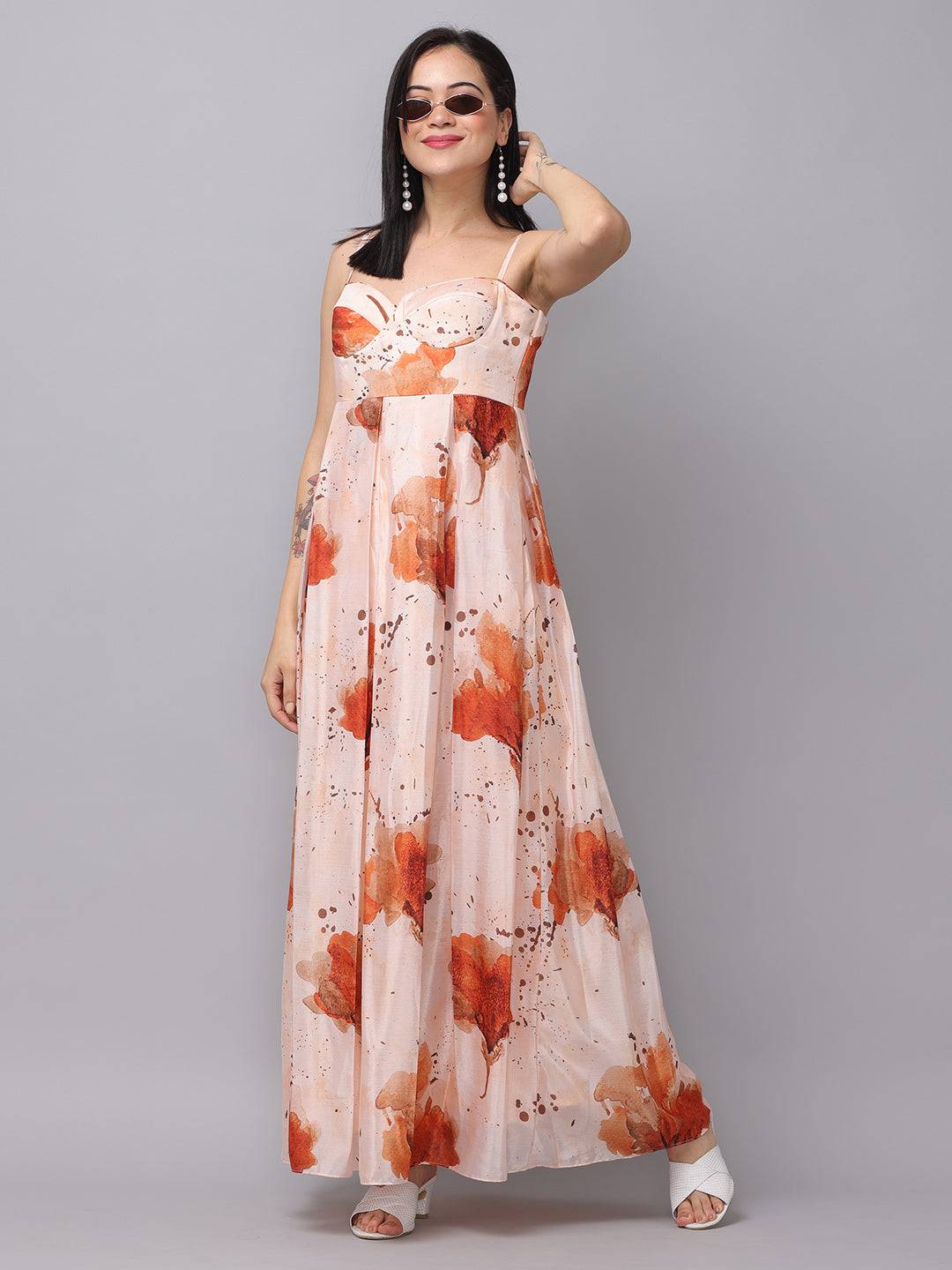 Peach Colour Corset Dress