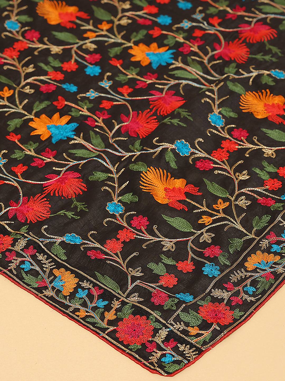Black Turquoise Sprig Pashmina Dupatta