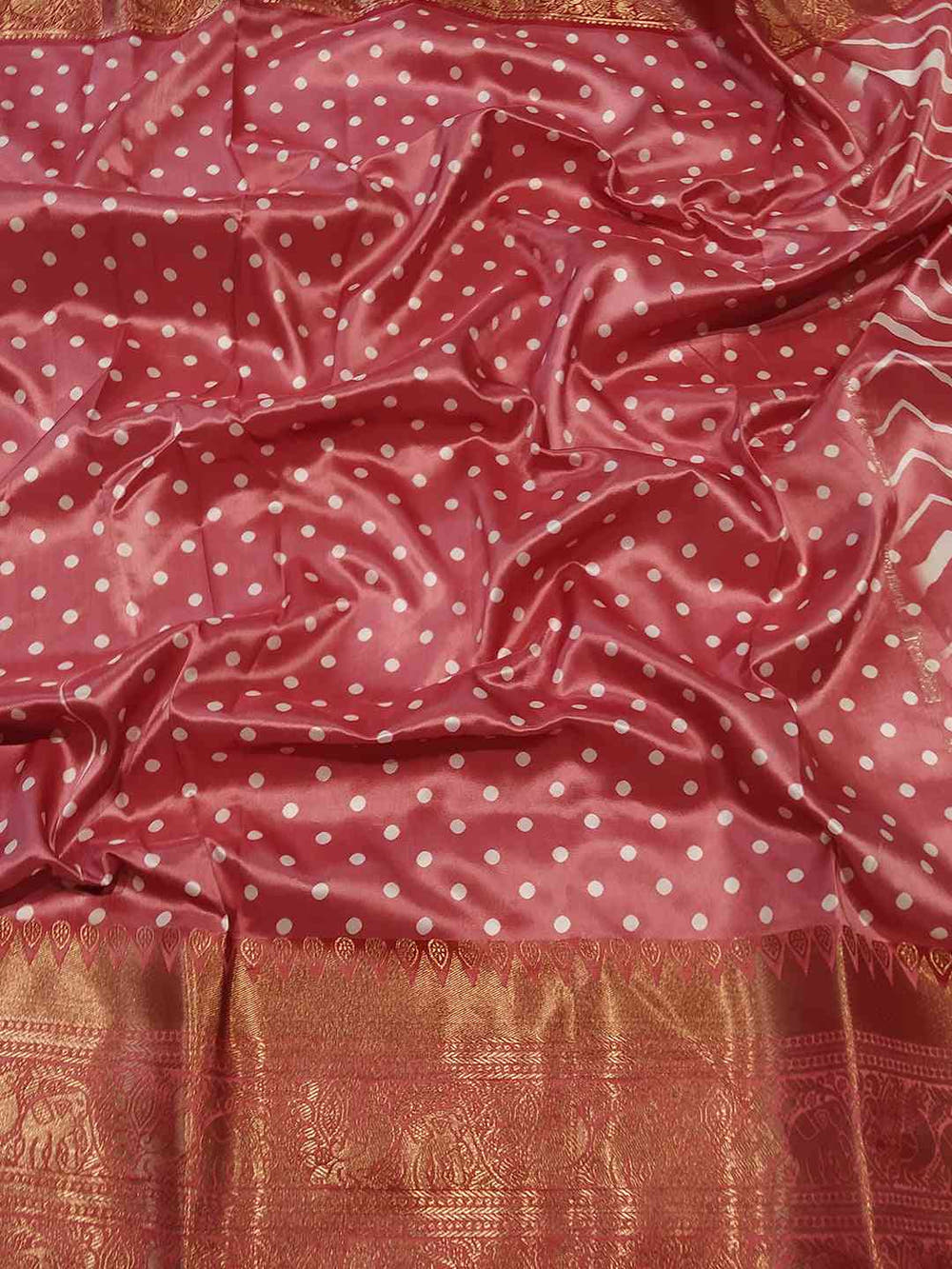 Exclusive Kanchi Zari Border Leheriya Design Party Wear Saree
