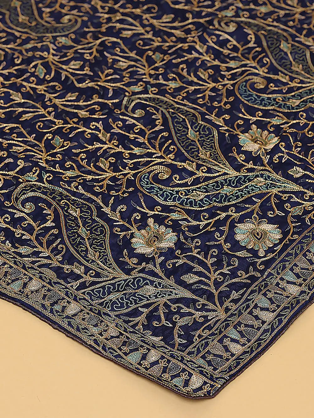 Navy Tonal Blue Paisley Pashmina Dupatta