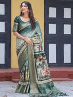 Pure Viscose Dola Silk Saree With Zari Weaving Pallu In Green Colour - Luxe