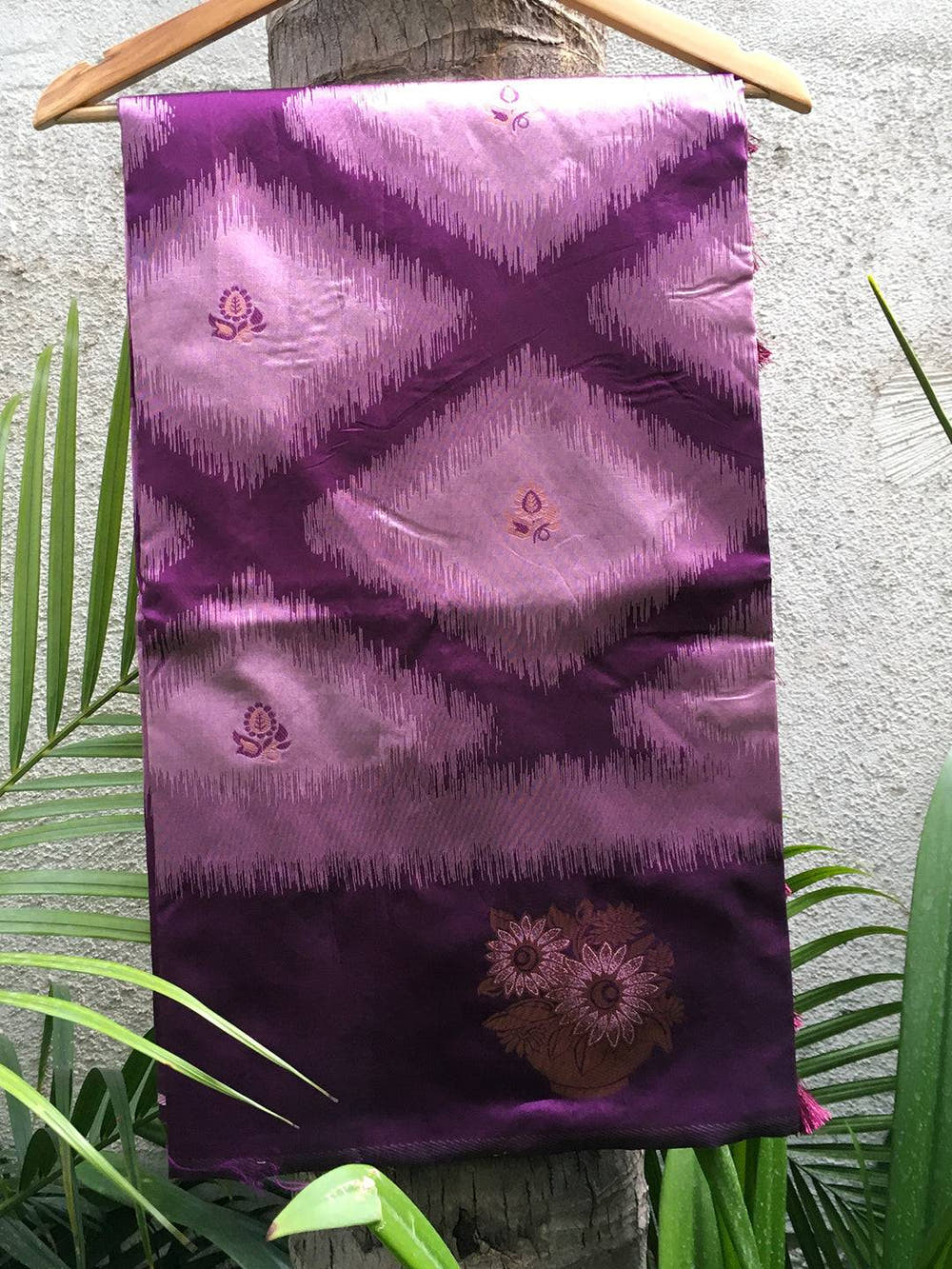 Lavender Tussar Silk Ikkat Weaving Saree