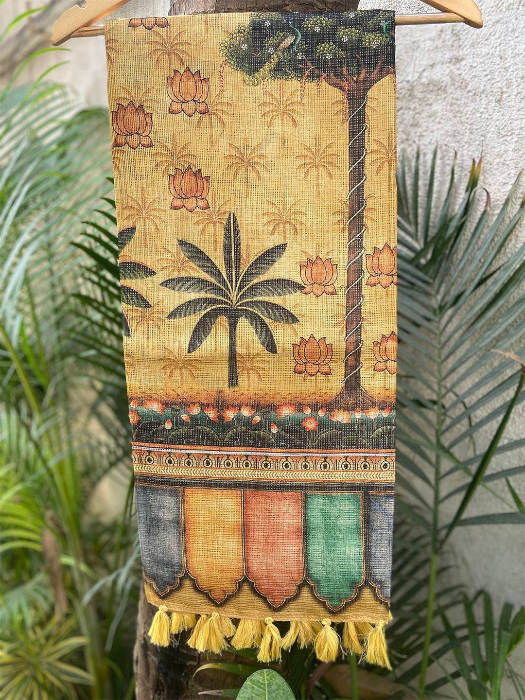 Light Green Kota Doriya Silk Saree With Floral Print
