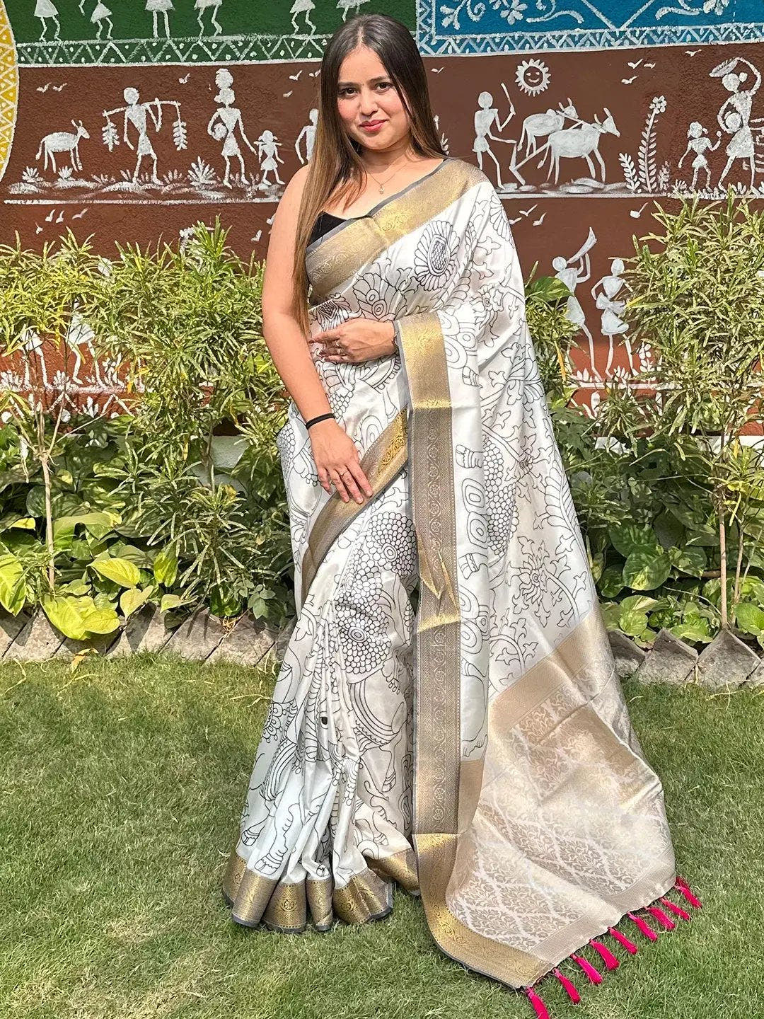 Stunning Kalamkari and Block Print Work Saree