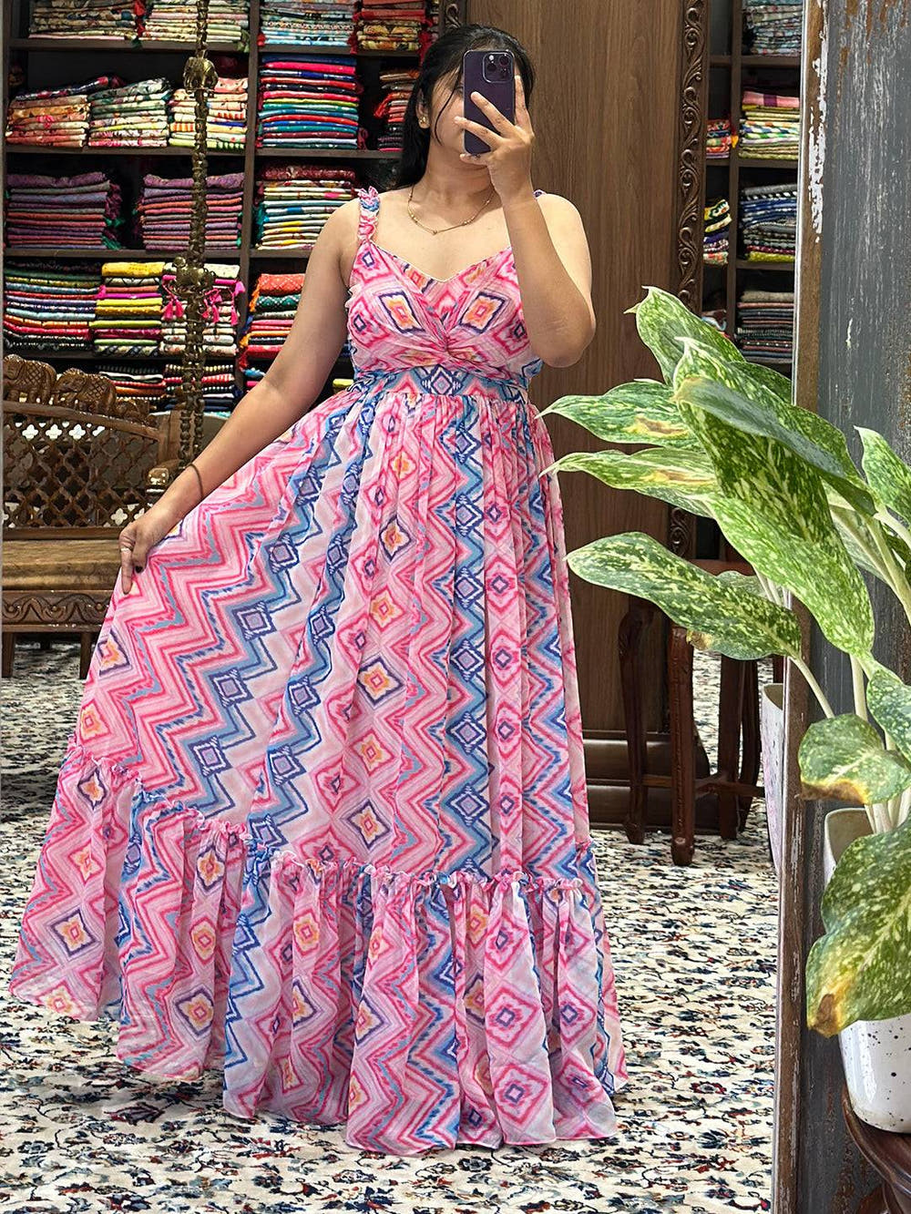 Primrose Pink Paan Neck Dress