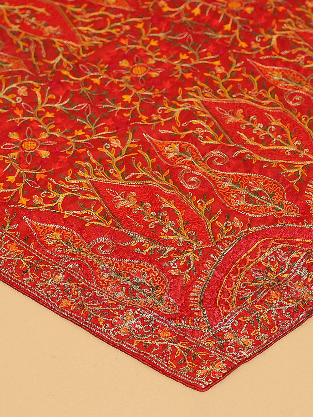 Red Paisley Scatter Pashmina Dupatta