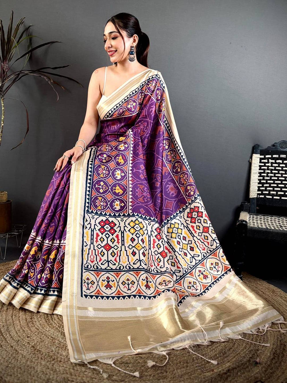 Royal Purple Patola Kanchi Silk Saree