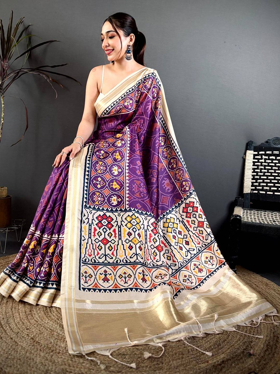 Royal Purple Patola Kanchi Silk Saree