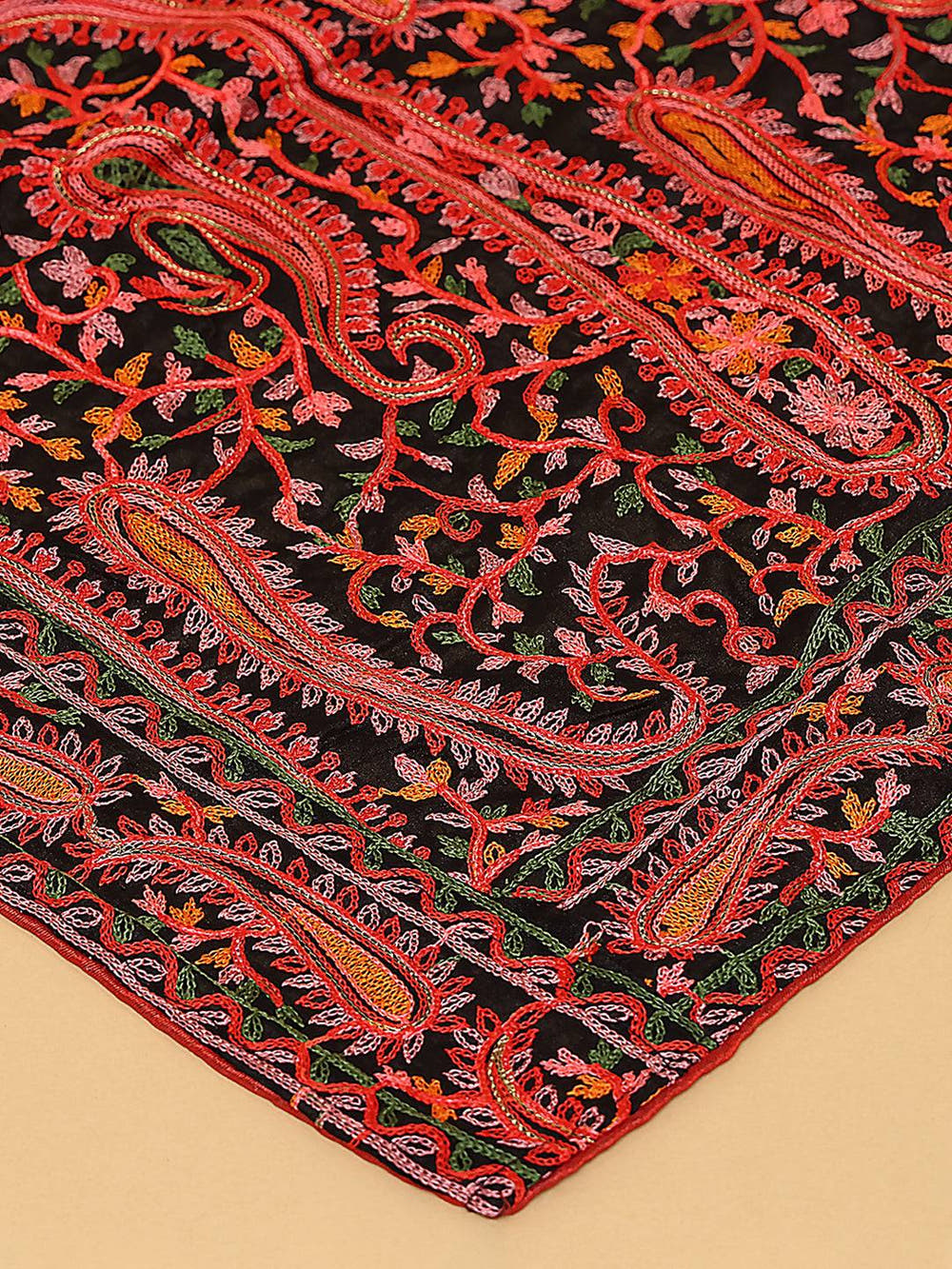 Black Wine Paisley Pashmina Dupatta