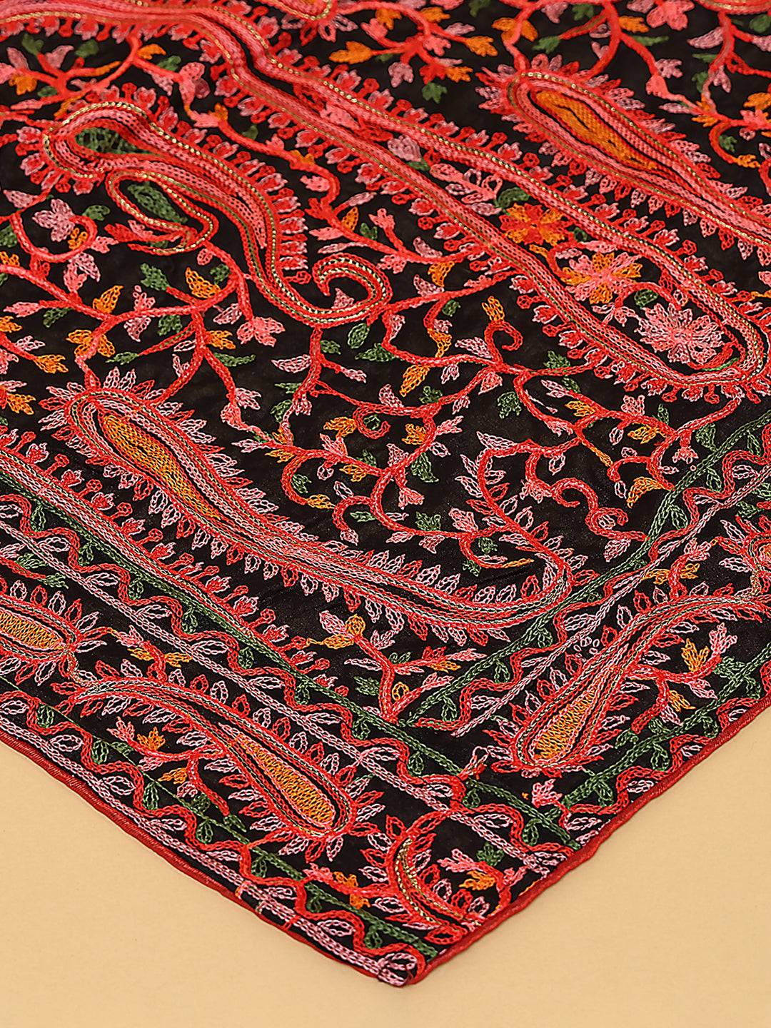 Black Wine Paisley Pashmina Dupatta