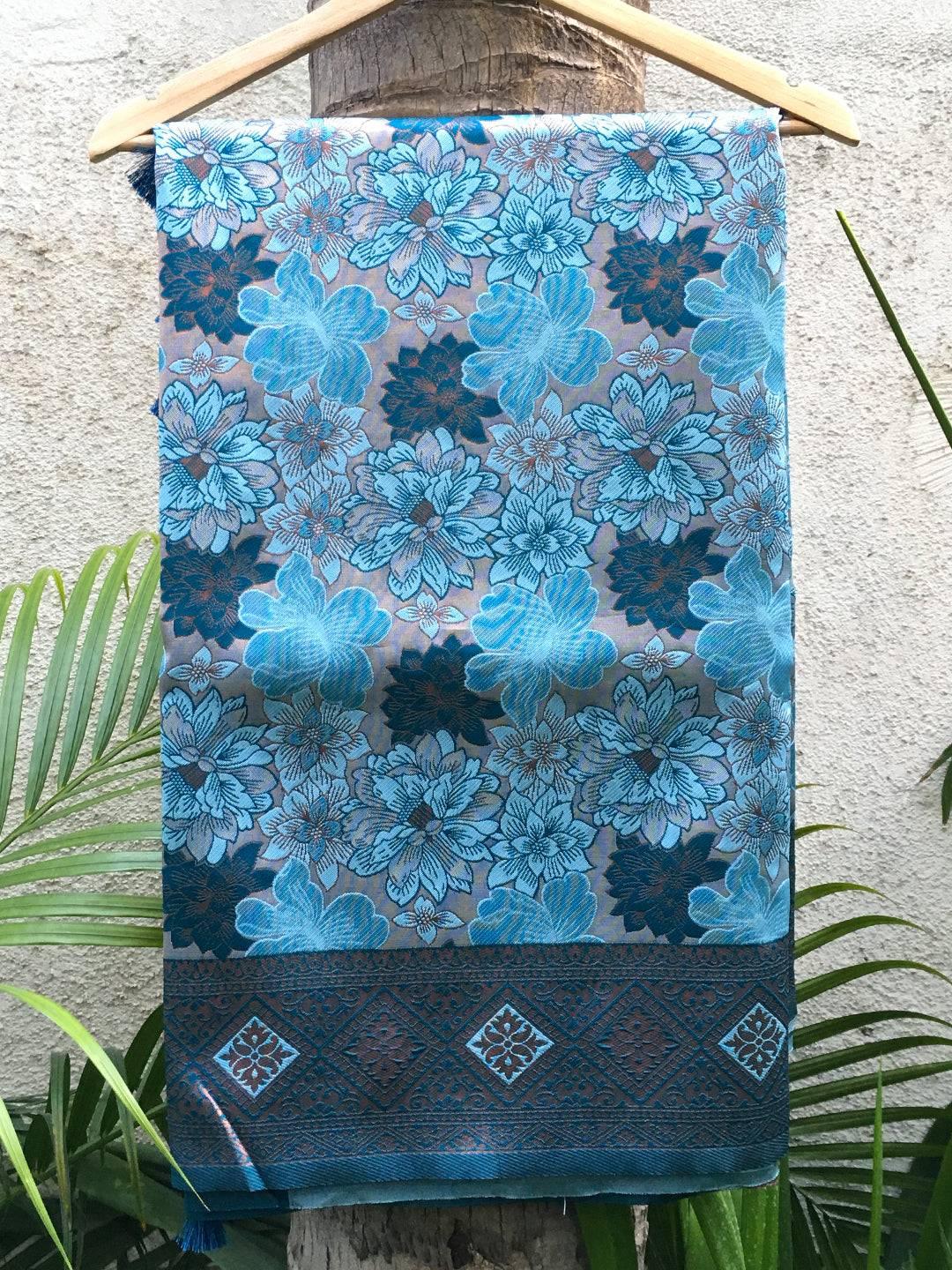 Sky Blue Soft Silk Butta Weaving Saree