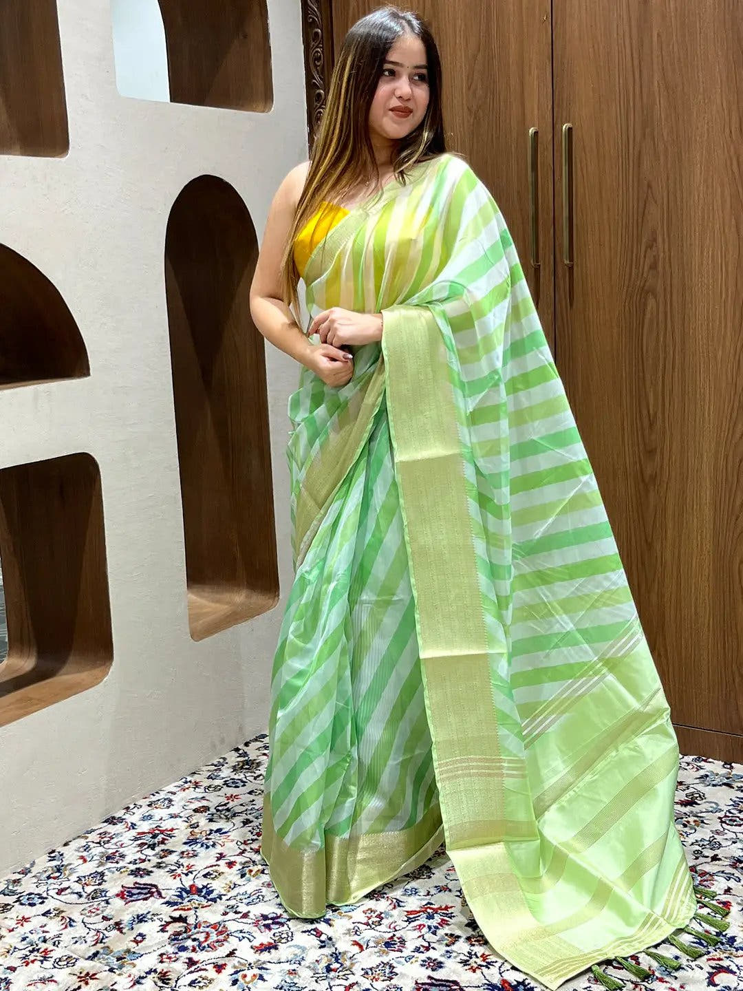 Soft Organza Leheriya Digital Print Party Wear Saree