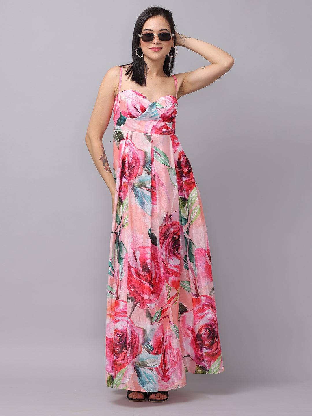 Rose Mist Chiffon Printed Dress