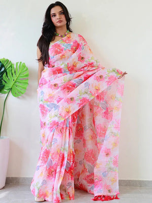 Elevate Your Style with Multy Colored Print Bollywood Design Crash Saree