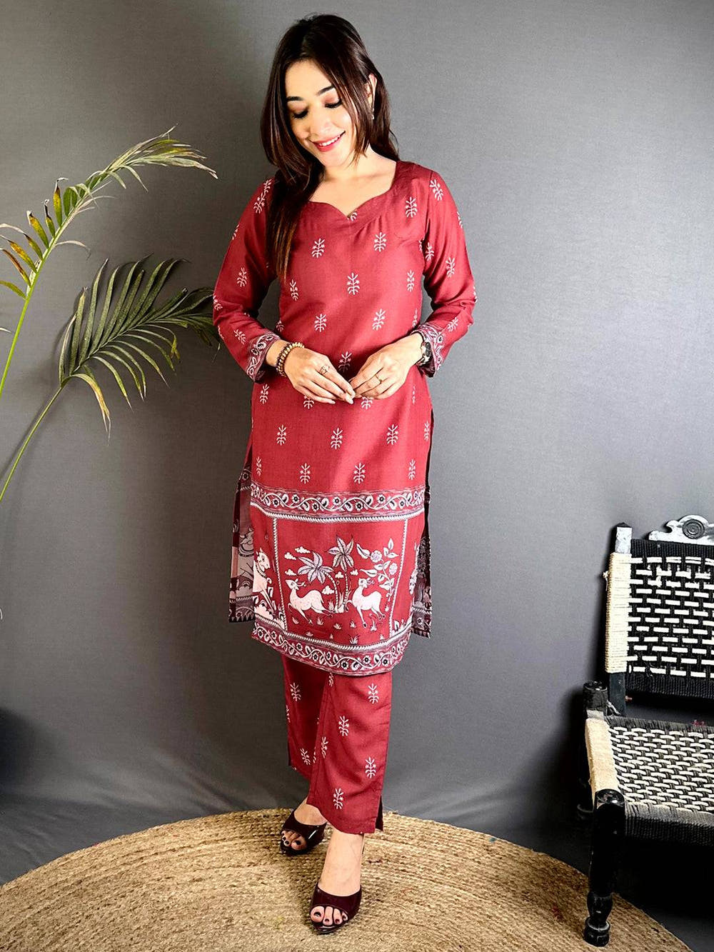 Paan Neck Kalamkari  Art Kurti