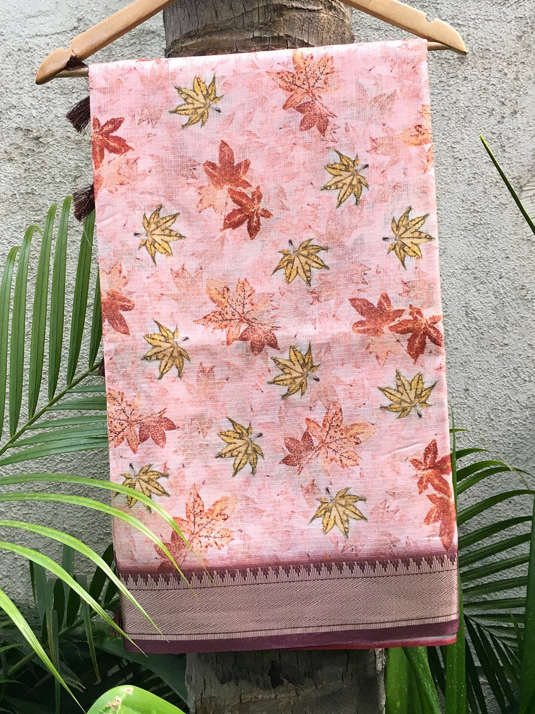 Kanjivaram Peach Gold Zari Border Saree