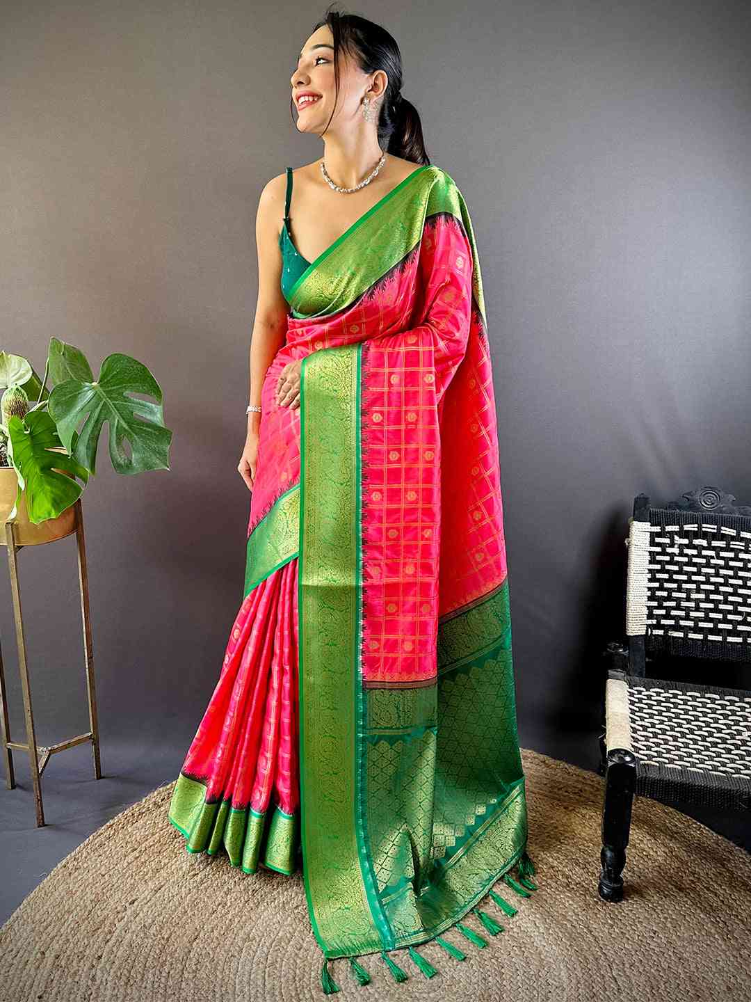 Blush Pink Kovai Banarasi Silk Saree
