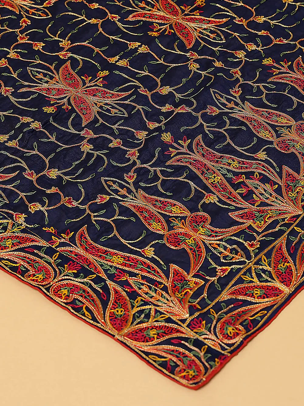 Navy Rust Dense Paisley Pashmina Dupatta