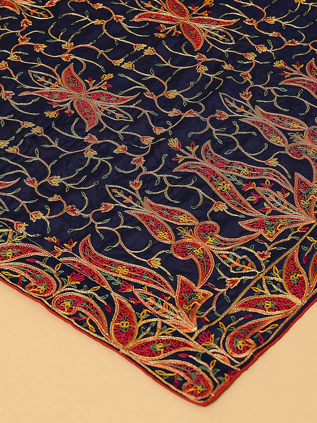 Navy Rust Dense Paisley Pashmina Dupatta