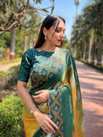Yellow Ombre Bandhej Georgette Silk Saree