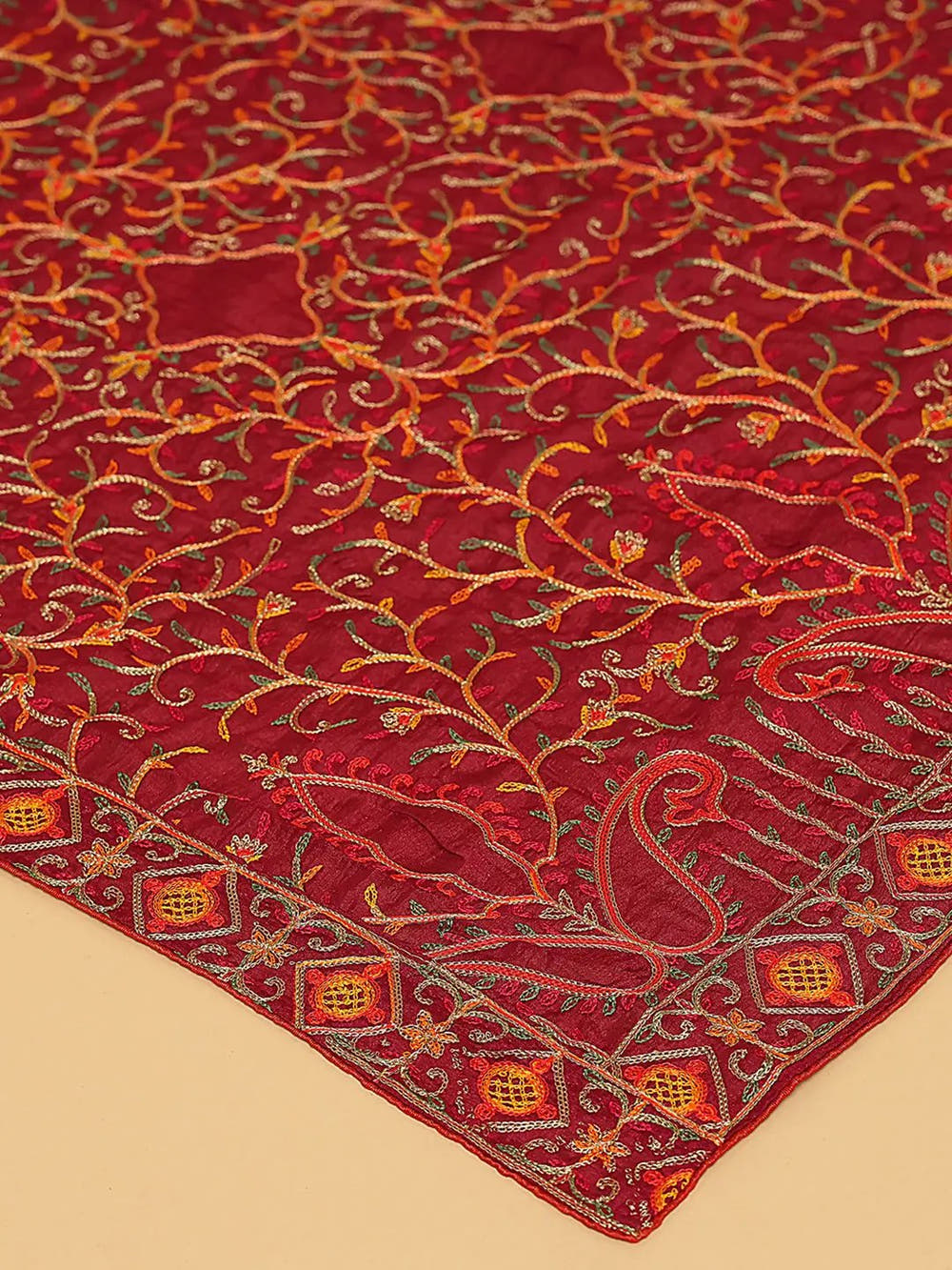 Wine Crimson Paisley Pashmina Dupatta