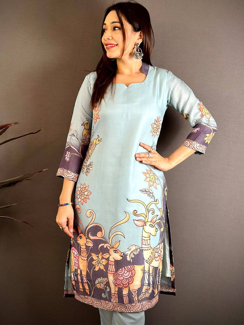 Classic  Half  Collar  Mul  Kurti