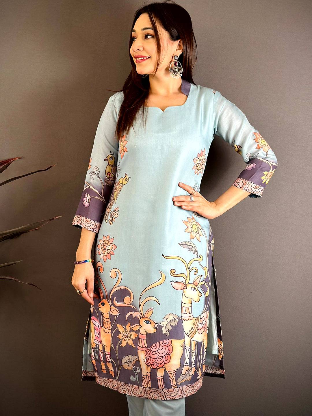 Classic  Half  Collar  Mul  Kurti
