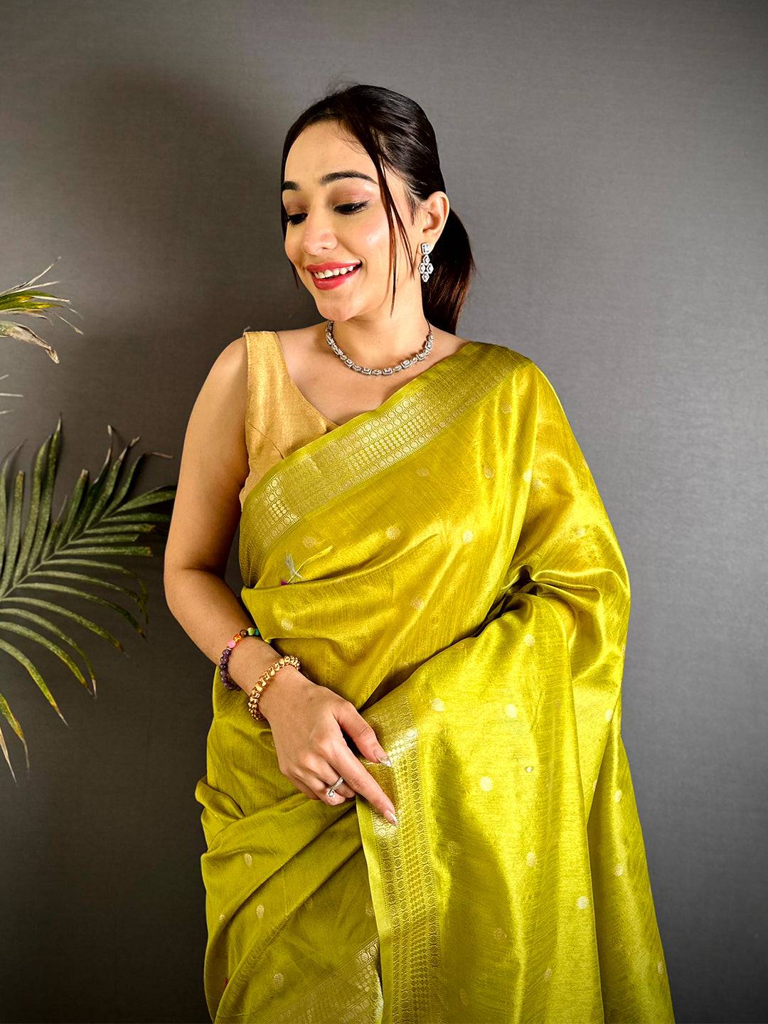 Green Minakari Paithani Raw Silk Saree