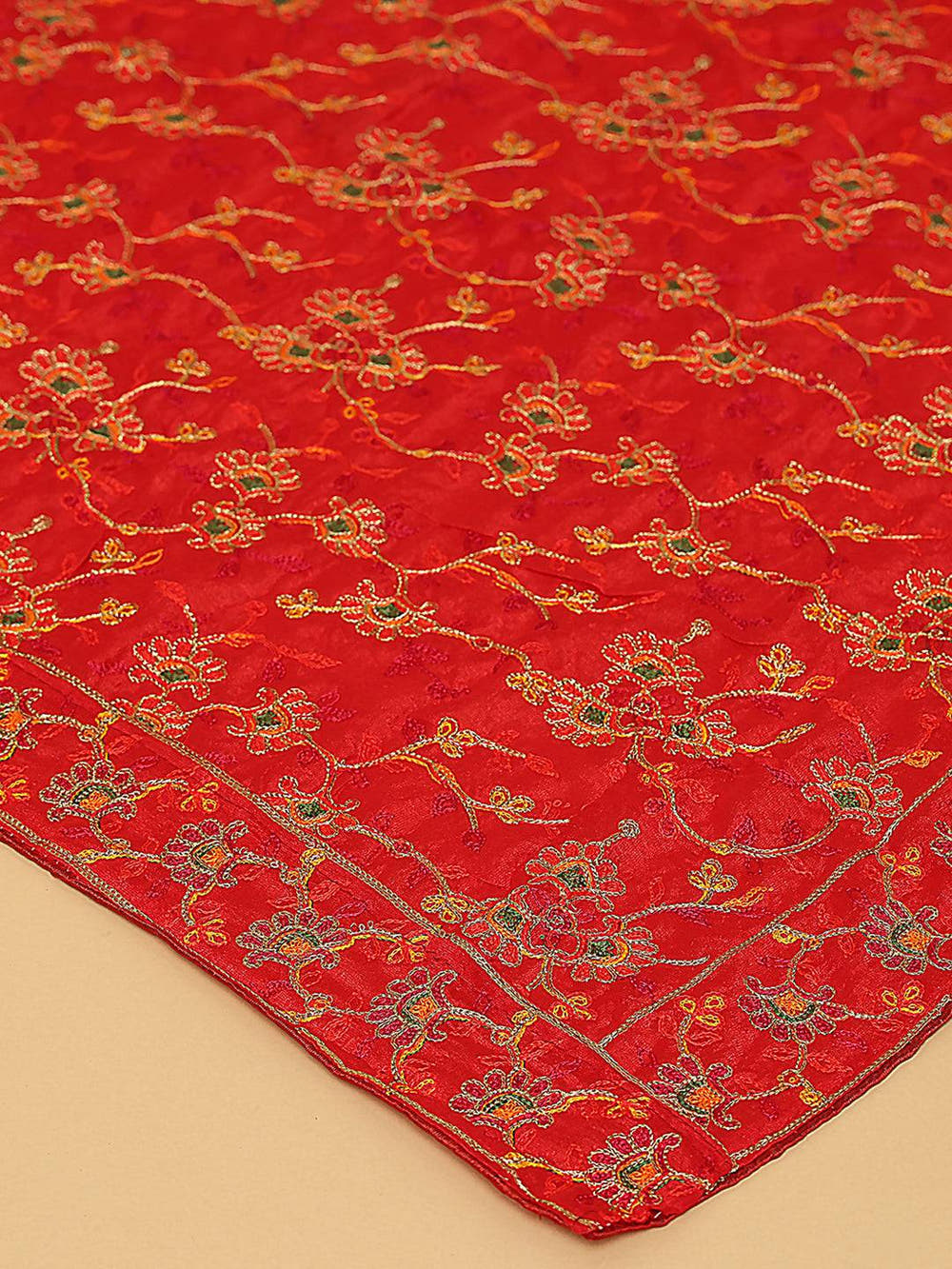 Red Vivid Floral Spray Pashmina Dupatta