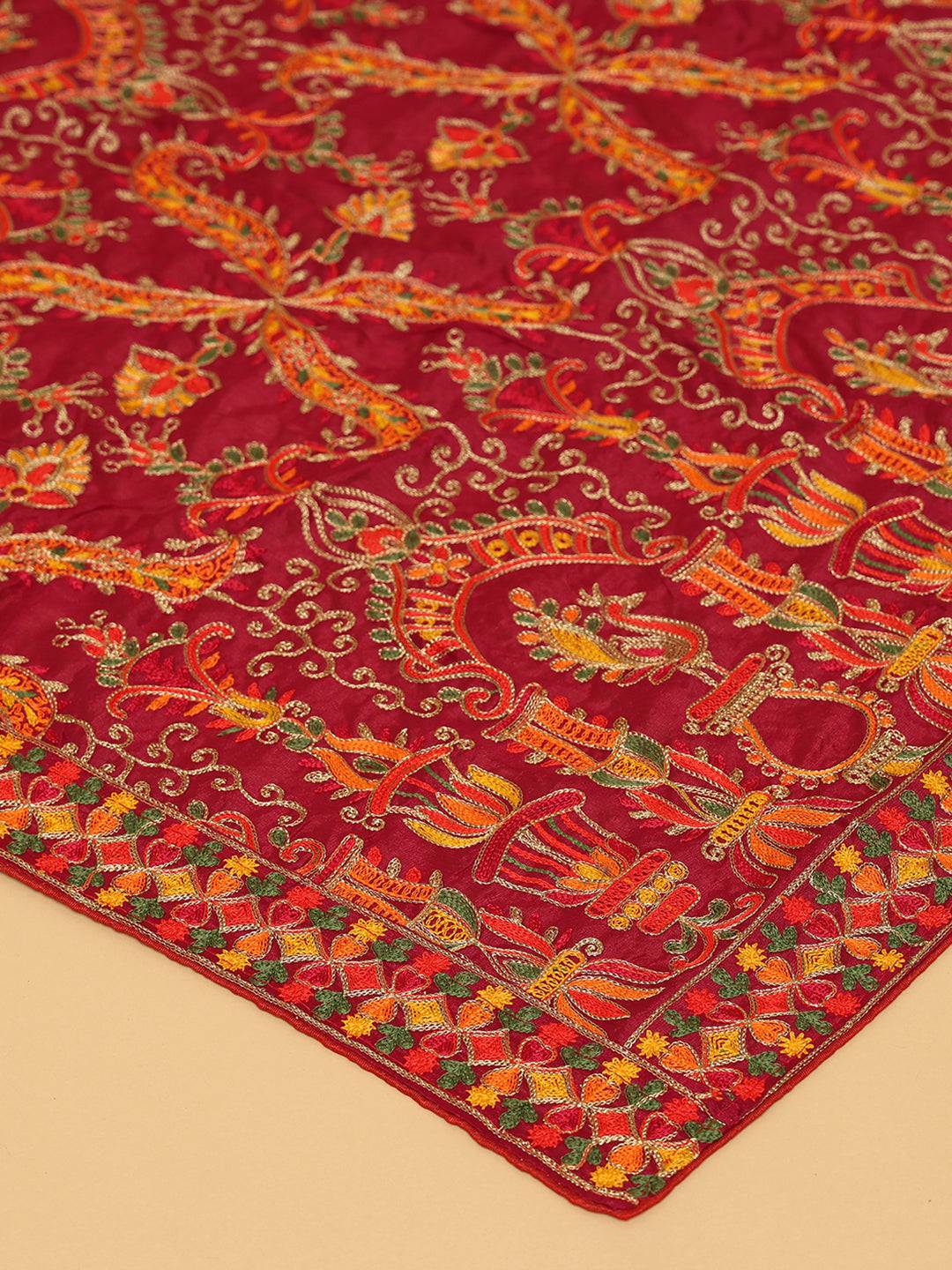 Wine Rust Paisley Band Pashmina Dupatta