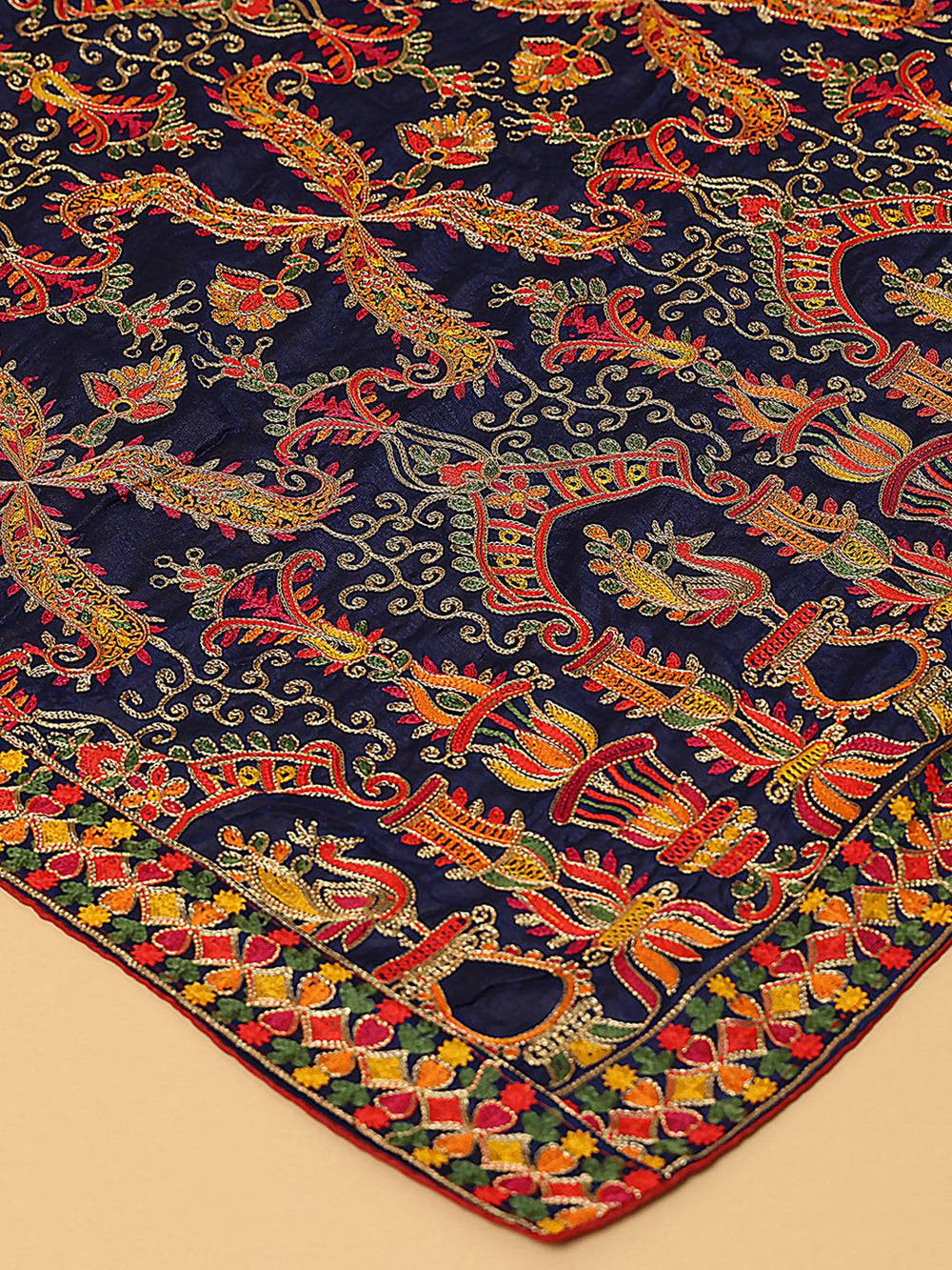 Navy Rust Paisley Buta Pashmina Dupatta