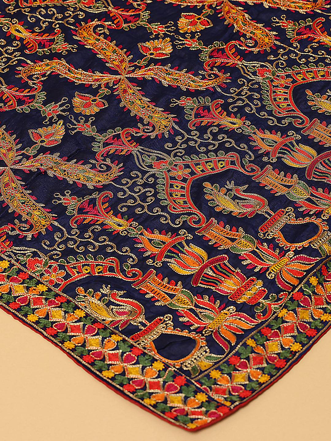 Navy Rust Paisley Buta Pashmina Dupatta