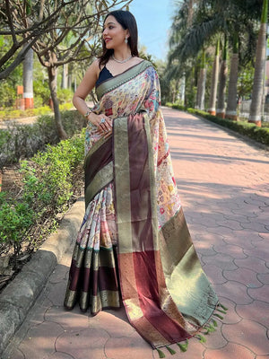 Light Green Colour Double Border Chex Weaving Banarasi Soft Silk Saree