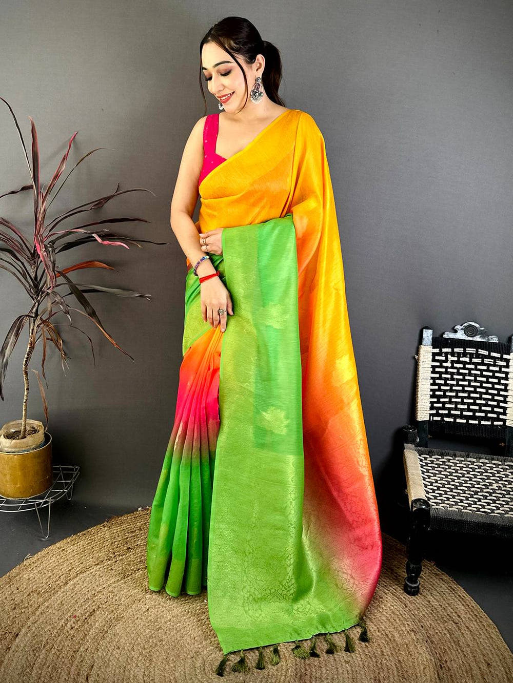 Royal Slub 4D Print Pallu Saree