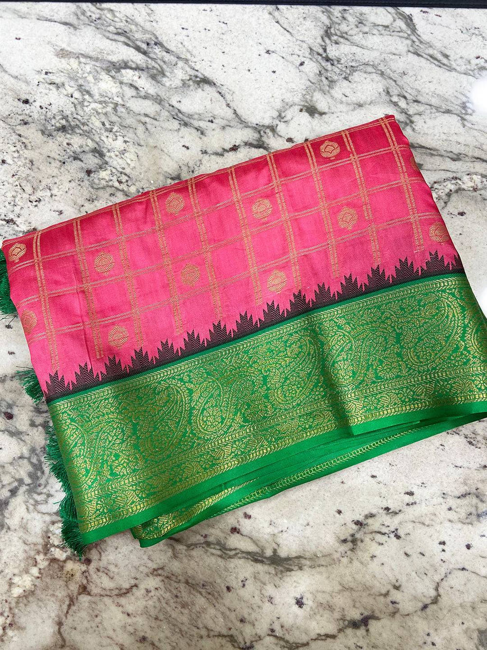 Blush Pink Kovai Banarasi Silk Saree