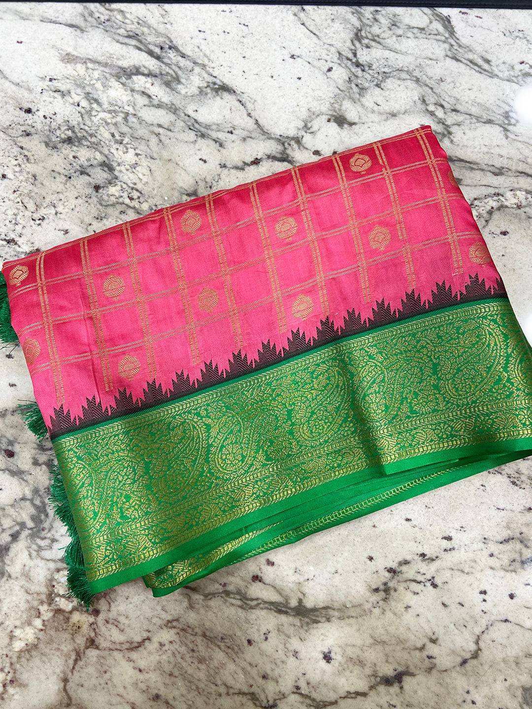 Blush Pink Kovai Banarasi Silk Saree